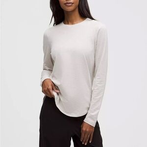 NWT Lululemon Love Long Sleeve Shirt Lt Grey 12 Pima Cotton Casual Athleisure